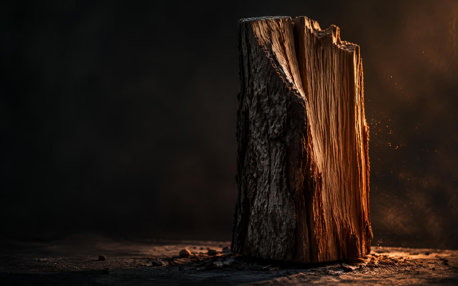 A freshly split log revealing its grain