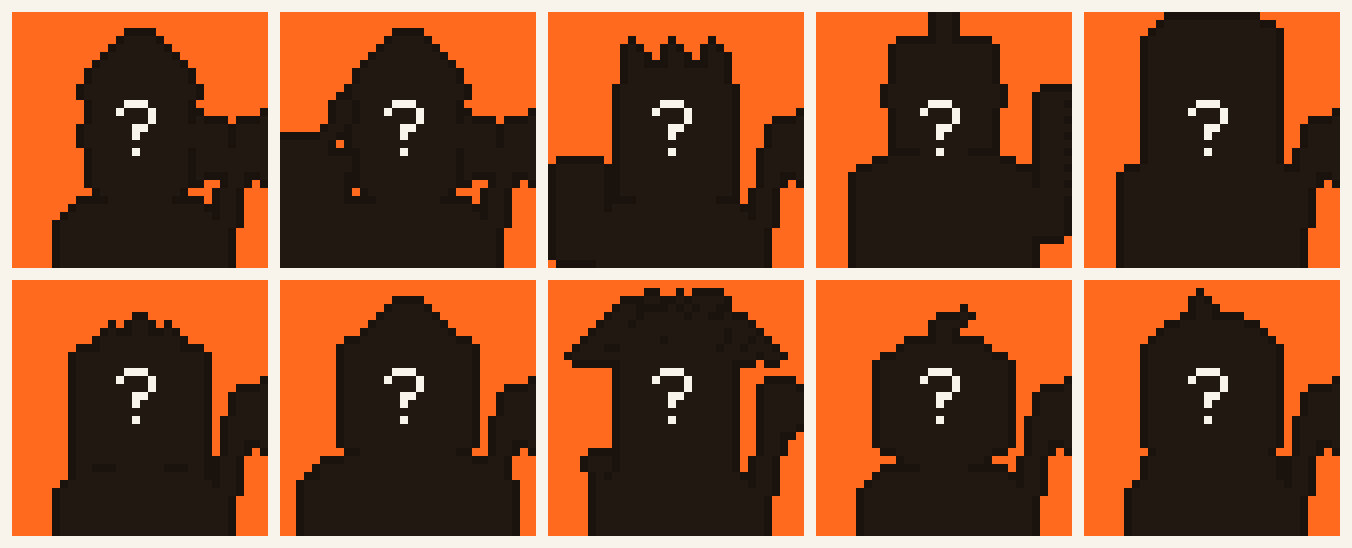 Silhouettes of the 10 Mythical 1 of 1 lumberjacks